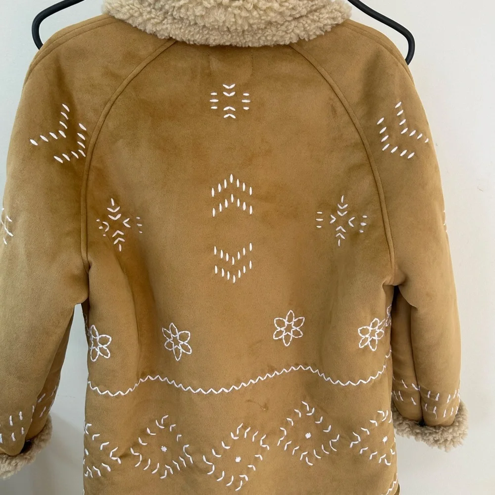 NWT $298 Driftwood Sundance Faux Suede Embroidered Coat S/M - Picture 2 of 8